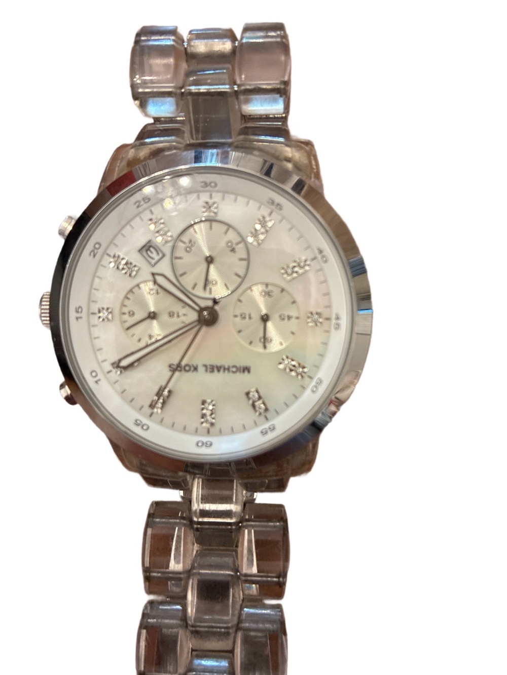 Michael Kors Model MK-5235 Showstopper Chronograph Clear Acrylic Watch